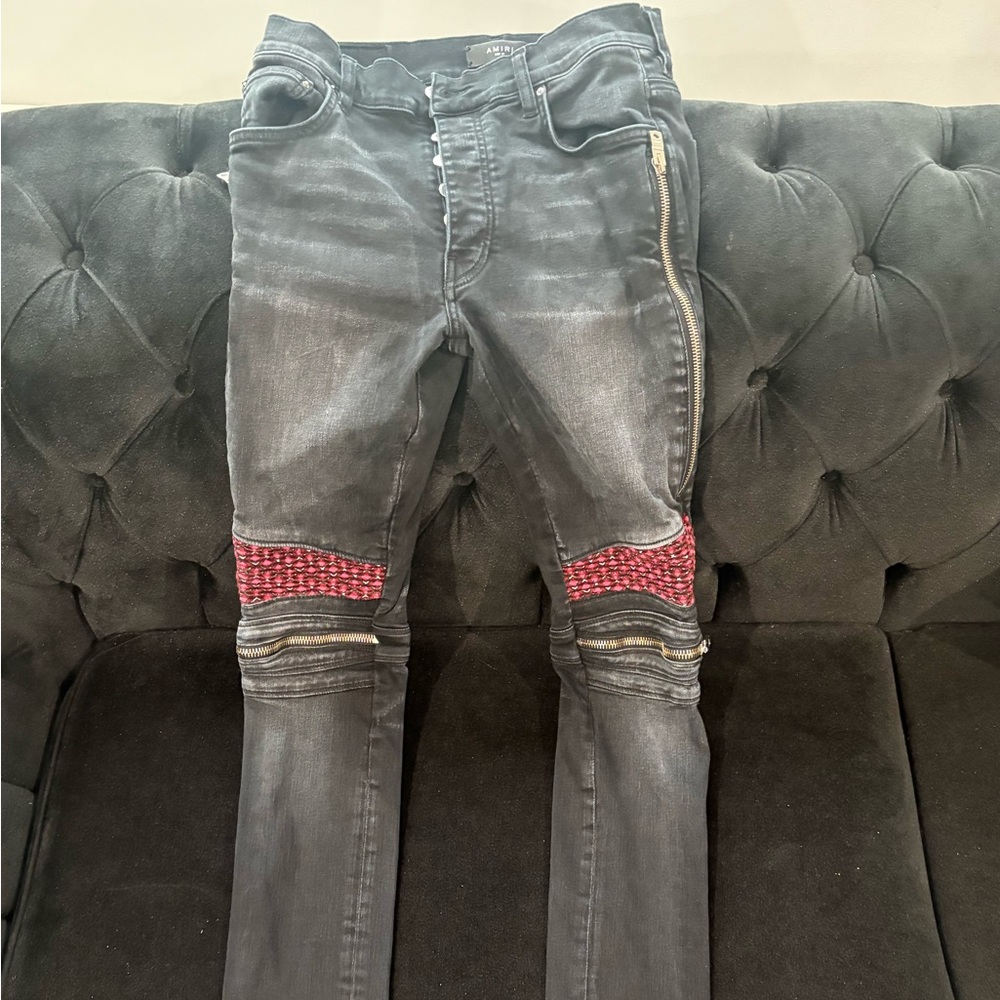 Stylish Gray and Red Men's Jeans